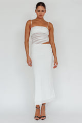 Lorely Ruched Bodice Midi Dress Vanilla