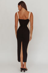 Tenika Contrast Bodycon Midi Dress Black