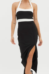 Canary Islands Halterneck Midi Dress Black