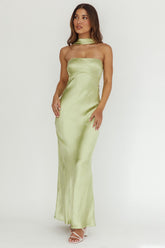Damsel Reverse Halter Maxi Dress Pistachio