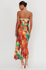 Saga Bust Keyhole Satin Maxi Dress Green