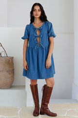 In Lieu Mini Dress Blue