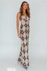 Lavara Halterneck Midi Dress Floral Chocolate