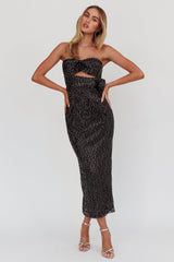 Calia Rose Accent Sequin Midi Dress Black