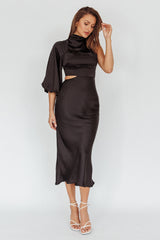 Thessaly One Sleeve Midi Dress Black