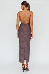 Orion Keyhole Bodice Midi Dress Grey