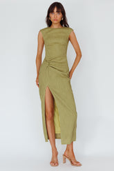 Like A Movie Cap Sleeve Midi Dress Olive