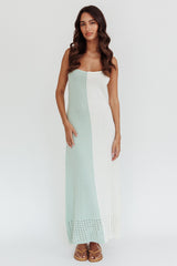 Sunday Fun Day Knit Maxi Dress Sage Cream
