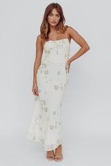 Graziella Laced Corset Midi Dress Floral Green