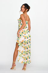 Portofino Cut-Out Split Midi Dress Floral Green