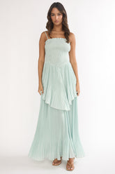 Delin Smocked Layered Maxi Dress Sage