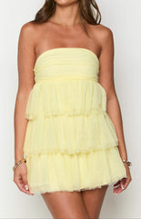 Honora Yellow Mini Party Dress