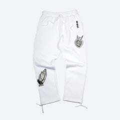 Inked Embroidered Fleece Pants - Four Street