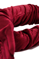 So Tempting Faux Velvet Gloves - Red