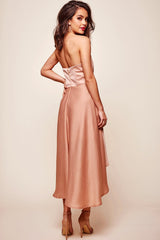 Mia Strapless A-Line Midi Dress Mocha
