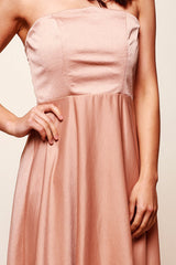 Mia Strapless A-Line Midi Dress Mocha