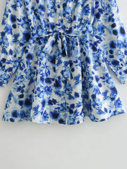 Women's 2024 Summer New Leisure Vacation Style Waist Lace up Shirt Short Skirt Mini Dress