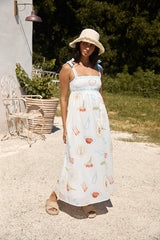 Provence Escape Linen Maxi Dress Multi