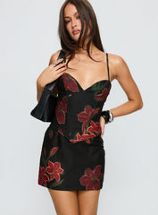Julisa Corset Mini Dress Red / Black Floral