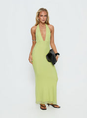 Astrazia Halter Maxi Dress Green