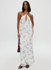 Walk On Water Halter Maxi Dress White