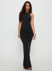 Rheanna Draped Backless Maxi Dress Black