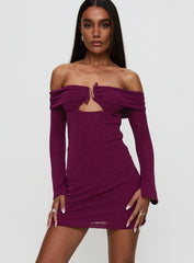 Firenza Long Sleeve Mini Dress Purple