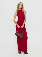 Keysha Halter Maxi Dress Deep Red