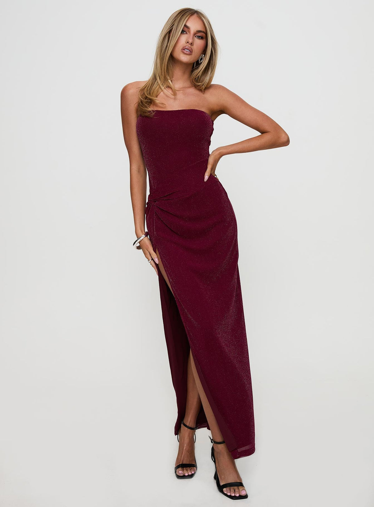 Jeniva Straplesss Maxi Dress Plum