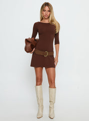 Silver Lake 3/4 Sleeve Mini Dress Chocolate