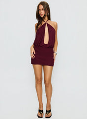 Drifting Away Chiffon Mini Dress Currant