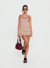 Missi Scoop Mini Dress Burgundy Stripe