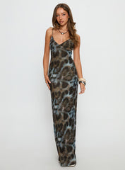 Saphrona V-neck Maxi Dress Leopard