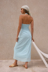 Free Spirited Halter Maxi Dress Blue