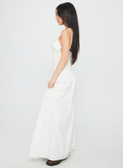 Lady Belle Drop Waist Pleat Maxi Dress White