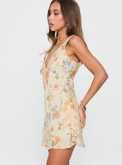 Pennie Bias Mini Dress Cream / Floral