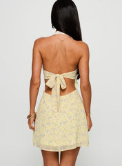 Rosamie Halter Mini Dress Cream / Floral