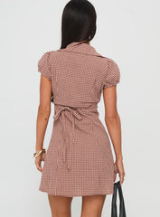 Kavira Tie Bust Shirt Dress Red Gingham