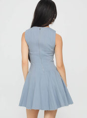 Composure Pleat Mini Dress Blue
