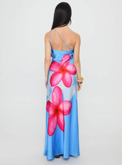 Meilana One Shoulder Maxi Dress Blue Floral