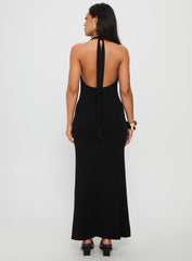 Diamonde Halter Scarf Maxi Dress Black