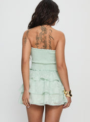 Sunkiss Frill Mini Dress Green Burnout