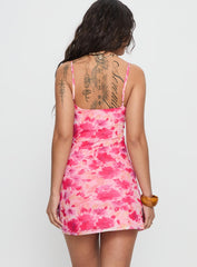 Irisse Keyhole Mini Dress Pink Floral