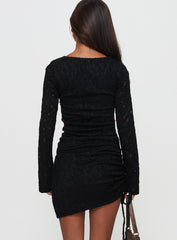 Que Sera Long Sleeve Mini Dress Black