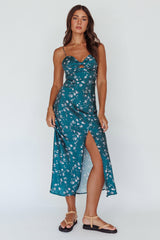 Missoula Cami Strap Padded Bust Midi Dress Printed Green