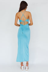 Summer Rose Front Split Midi Dress Teal
