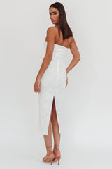 Bia Strapless Embroidered Midi Dress White