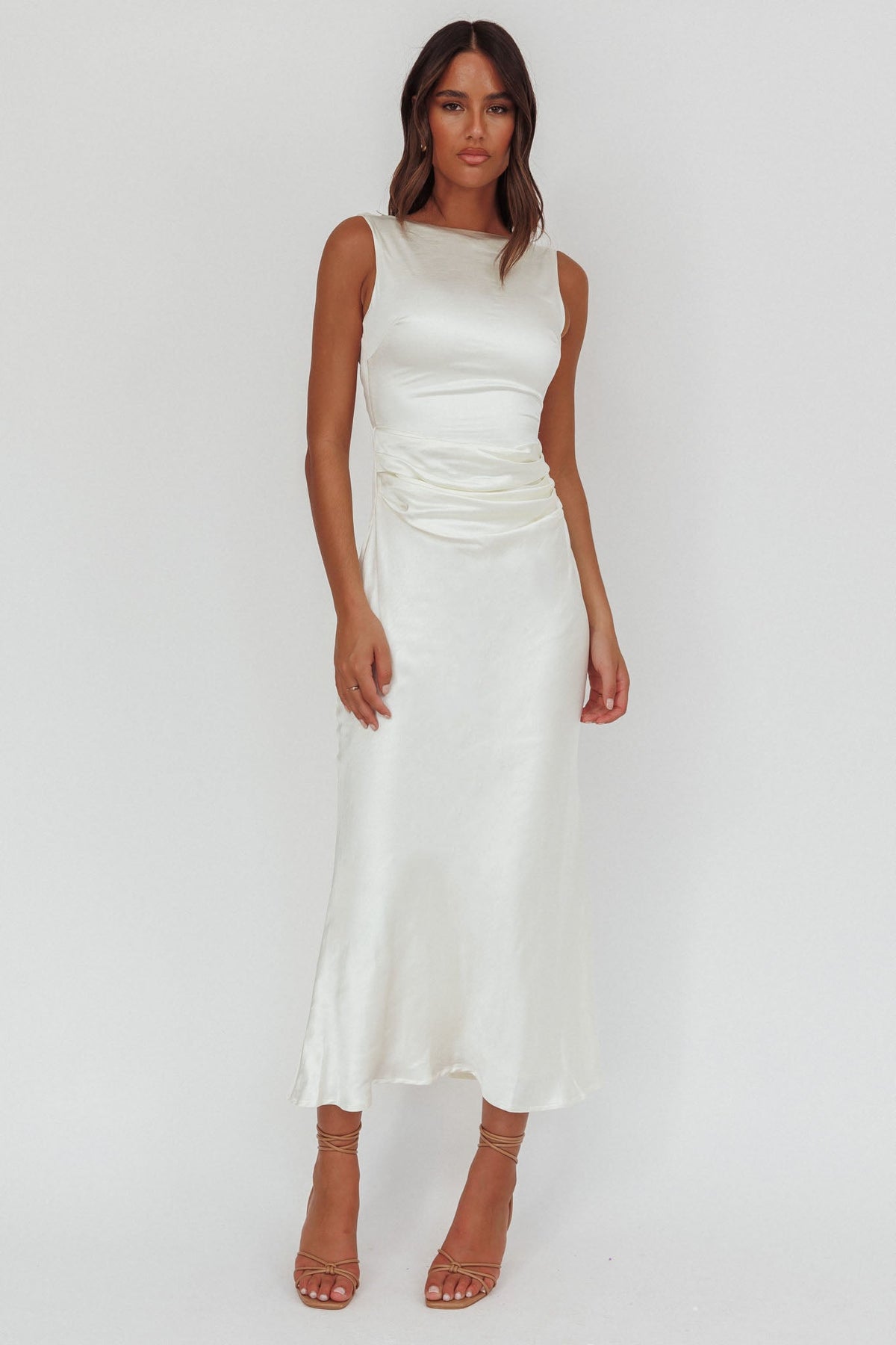 Helsi Pearl Back Midi Dress White