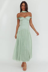 Kaycee Drop Waist Maxi Dress Sage
