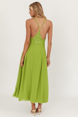 Wildflower Sun Applique Insert Maxi Dress Green